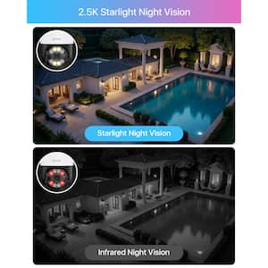 Wired 2.5K 4 MP Outdoor PTZ Smart Home Security Camera Person/Vehicle Detection Spotlight 2-Way Audio Color Night Vision