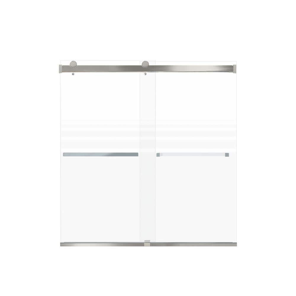 Brianna 60 in. W x 62 in. H Sliding Frameless Shower Door in Brushed Stainless Finish with Frosted Glass price history on PriceWatchPro