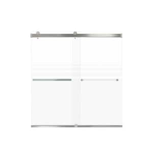 Brianna 60 in. W x 62 in. H Sliding Frameless Shower Door in Brushed Stainless Finish with Frosted Glass