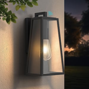 Montpelier 1-Light Black Hardwired 14 in. H Outdoor Sconce Dusk to Dawn Outdoor Wall Lantern Sconce