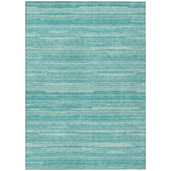 Chantille Machine Washable Indoor/Outdoor Abstract ACN2717 Aqua 9 ft. x 12 ft. Area Rug