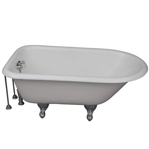 Barclay Products 4.5 ft. Cast Iron Ball and Claw Feet Roll Top Tub in White with Polished Chrome Accessories