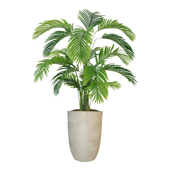 VINTAGE HOME Artificial Faux Real Touch 5.67 ft. Tall Palm Tree with Fiberstone Planter