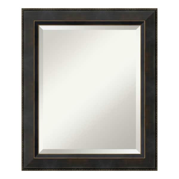 Amanti Art Signore Bronze 20.25 in. x 24.25 in. Beveled Rectangle Wood Framed Bathroom Wall Mirror in Bronze