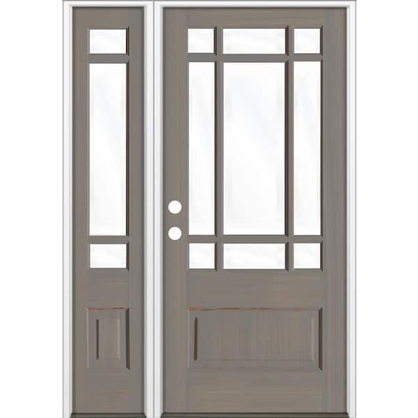 50 in. x 80 in. Contemporary 3/4 Lite Clear Glass Right-Hand Grey Stain Hemlock Prehung Front Door w/ LSL