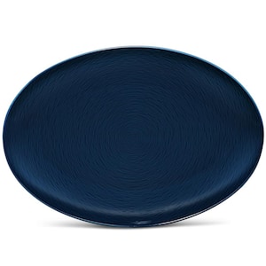 Colorscapes Navy-on-Navy Swirl 16 in. (Blue) Porcelain Oval Platter
