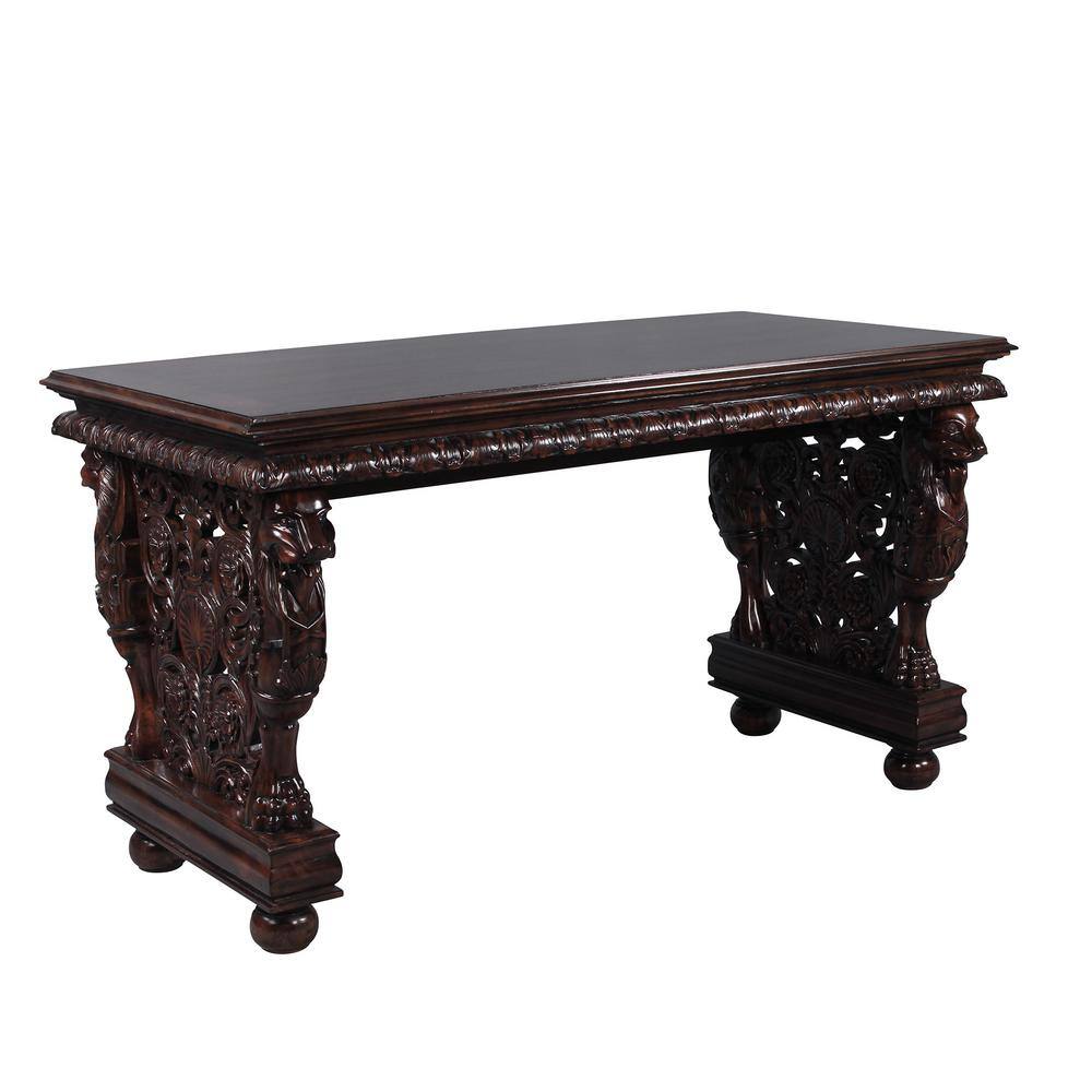 Gryphon Carved Mahogany 55'' Writing Desk in Brown