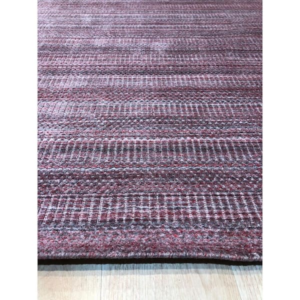 Super Grass Red 9 ft. x 12 ft. Handloomed Wool Contemporary Area Rug