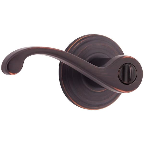 Kwikset Commonwealth Venetian Bronze Privacy Bed/Bath Door Handle with Microban Antimicrobial Technology and Lock