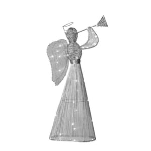 21 in. Large Lighted Silver Christmas Angel