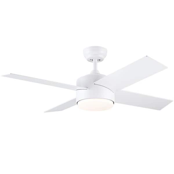 Avex 44 in. White Standard Ceiling Fan with Remote Control and Dimmable Integrated LED