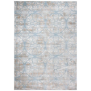 Martha Stewart Isabella Denim Blue/Ivory 8 ft. x 10 ft. Abstract Circle Floral Area Rug