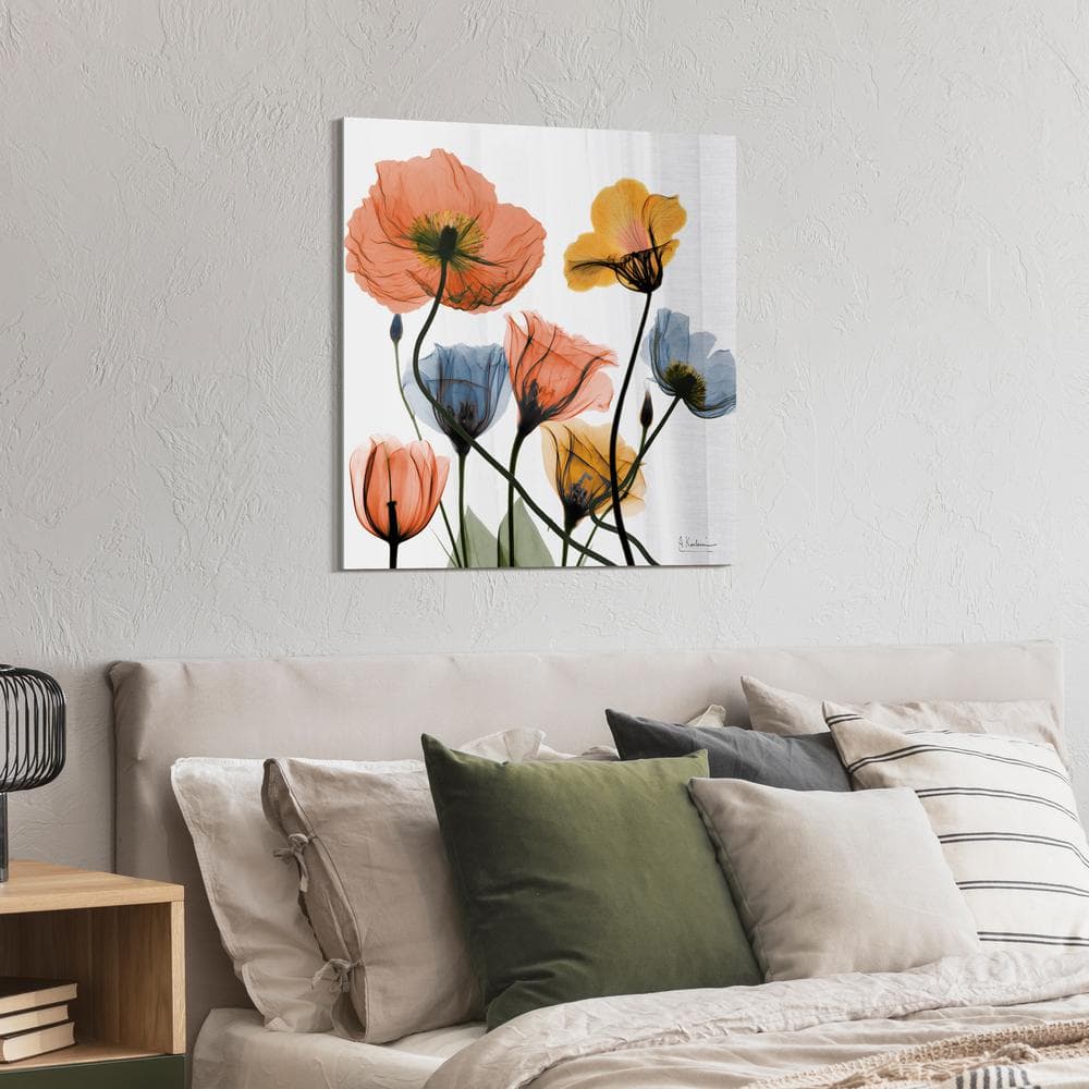 Empire Art Direct Flowers and Ferns Frameless Free Floating Tempered Glass Panel Graphic Wall Art, 24" x 24" x 0.2", Ready to Hang