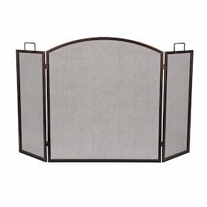 3 Fold Bronze Arch Top Fireplace Screen