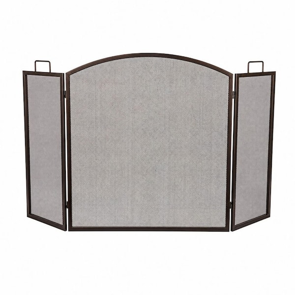 3 Fold Bronze Arch Top Fireplace Screen