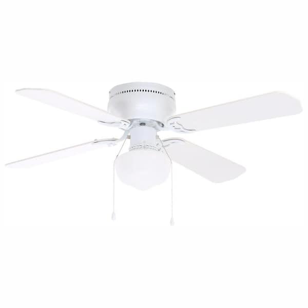 42 Inch Indoor Ceiling Fan W/ Light Kit Hugger White Living Room Home Lights NEW 