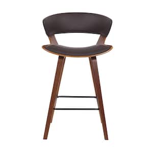 36 in. Brown Iron Low back Counter Height Bar Chair with Footrest