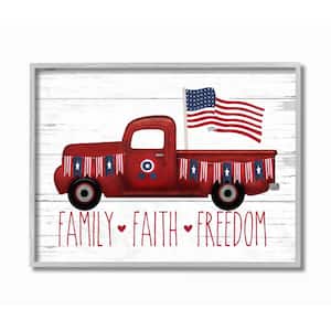 "Rustic Faith Family Freedom Quote Americana Truck" by Lettered and Lined Framed Country Wall Art Print 11 in. x 14 in.