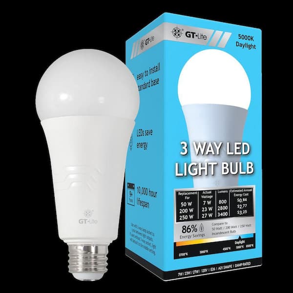 GT-LITE 3400 Lumen LED A21 3-Way Bulb 50-200-250W Equivalent