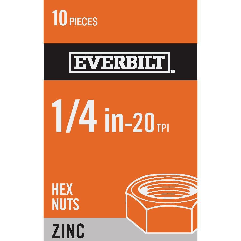 Everbilt 1/4 in.-20 Zinc Plated Hex Nut (10-Pack) 825831 - The