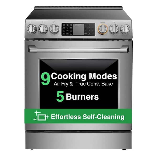 30 in. Fresh Bake Technology 5-Burner Element Slide-In Single Oven Electric Range in Stainless Steel w/ Convection Bake