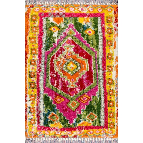 nuLOOM Destiny Medallion Shag Multi 8 ft. x 10 ft. Area Rug