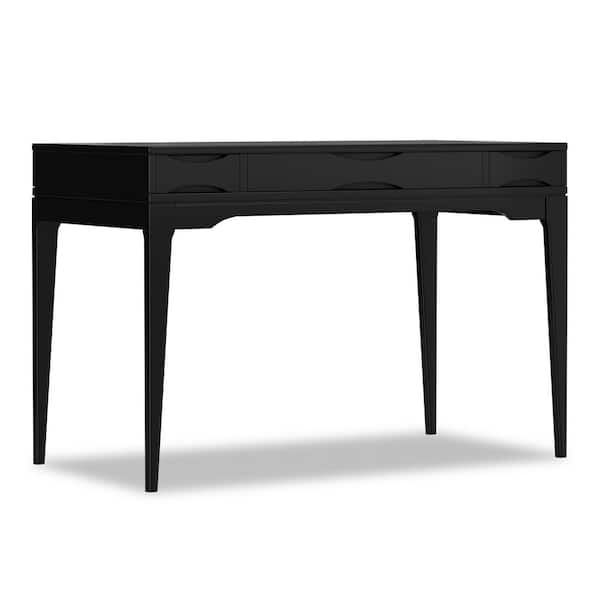 Harper 48 in. Wide Solid Hardwood Small Writing Desk in Black