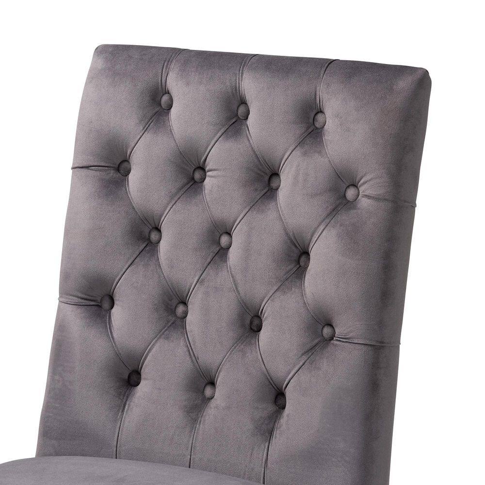 Caspera Gray Velvet and Silver Metal Dining Chair Set