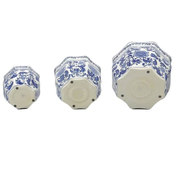 Set of 3-7.5 in. / 10 in. / 13 in. White and Blue-Classic