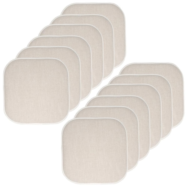 Sweet Home Collection Alexis Linen/Beige 16 in. x 16 in. Non Slip Square Memory Foam Seat Chair Cushion Pads (12-Pack)
