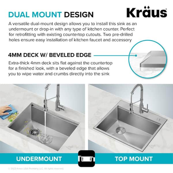 Kraus KWT321-15 15 Workstation Kitchen Bar Sink With Accessories