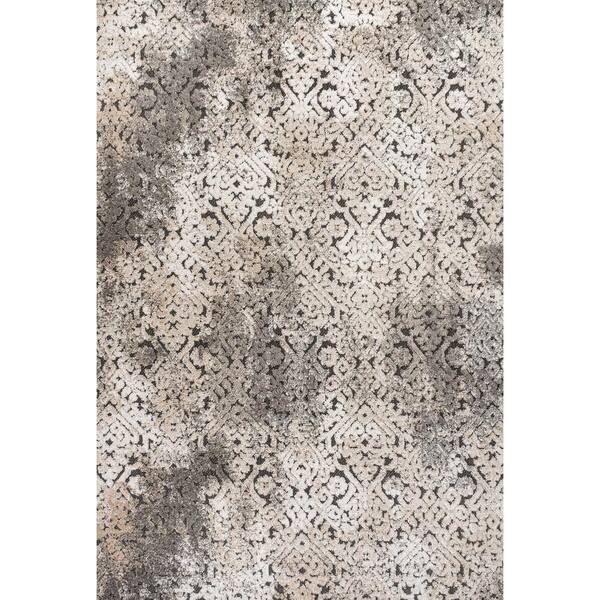 Duenas High-Low Shabby Damask Cream/Beige/Dark Gray 8 ft. x 10 ft. Indoor/Outdoor Area Rug