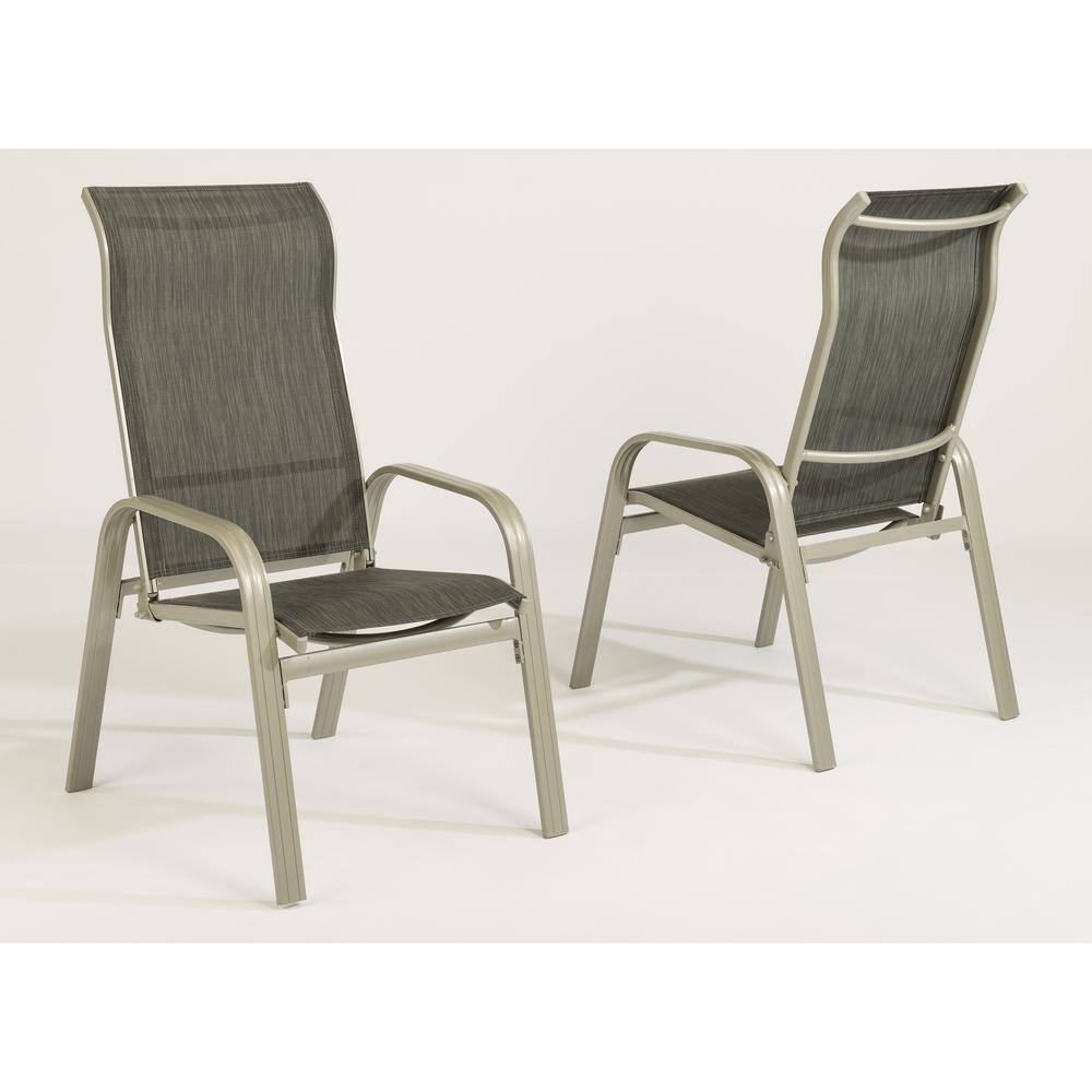 Homestyles South Beach Gray Aluminum Sling Outdoor Dining Chair 2 Pack 5700 812 The Home Depot