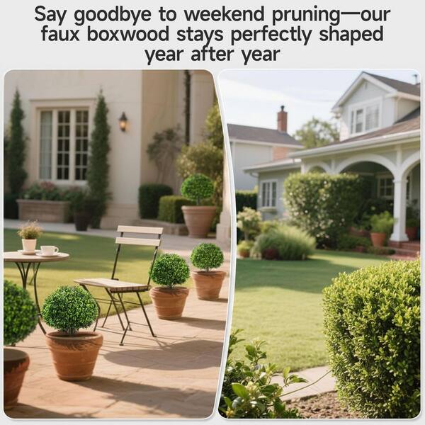 16 in. Green Outdoor Indoor Artificial Boxwood Shrub Topiary UV