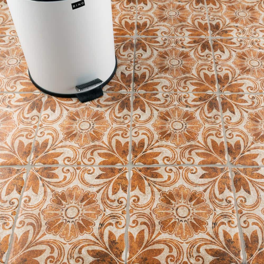 8x8 Matte Tawny and Ochre Ceramic Floor and Wall Tile