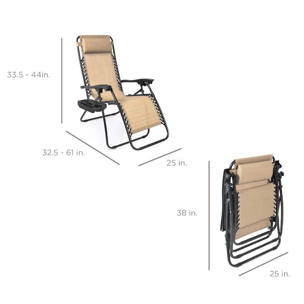 Sand Adjustable Zero Gravity Recliner Lounger Set with Cushions