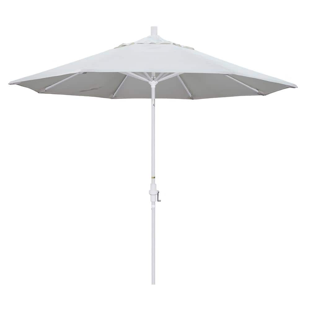 9 ft White Aluminum Patio Umbrella with Sunbrella Fabric