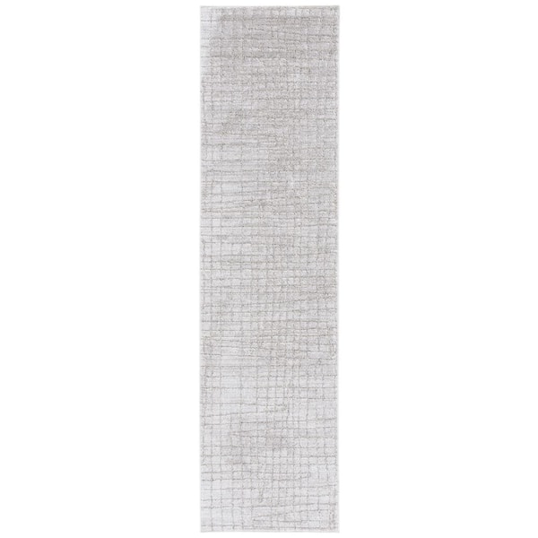 Neptune 2 ft. x 8 ft. Light Gray/Gray Geometric Grid Runner Rug