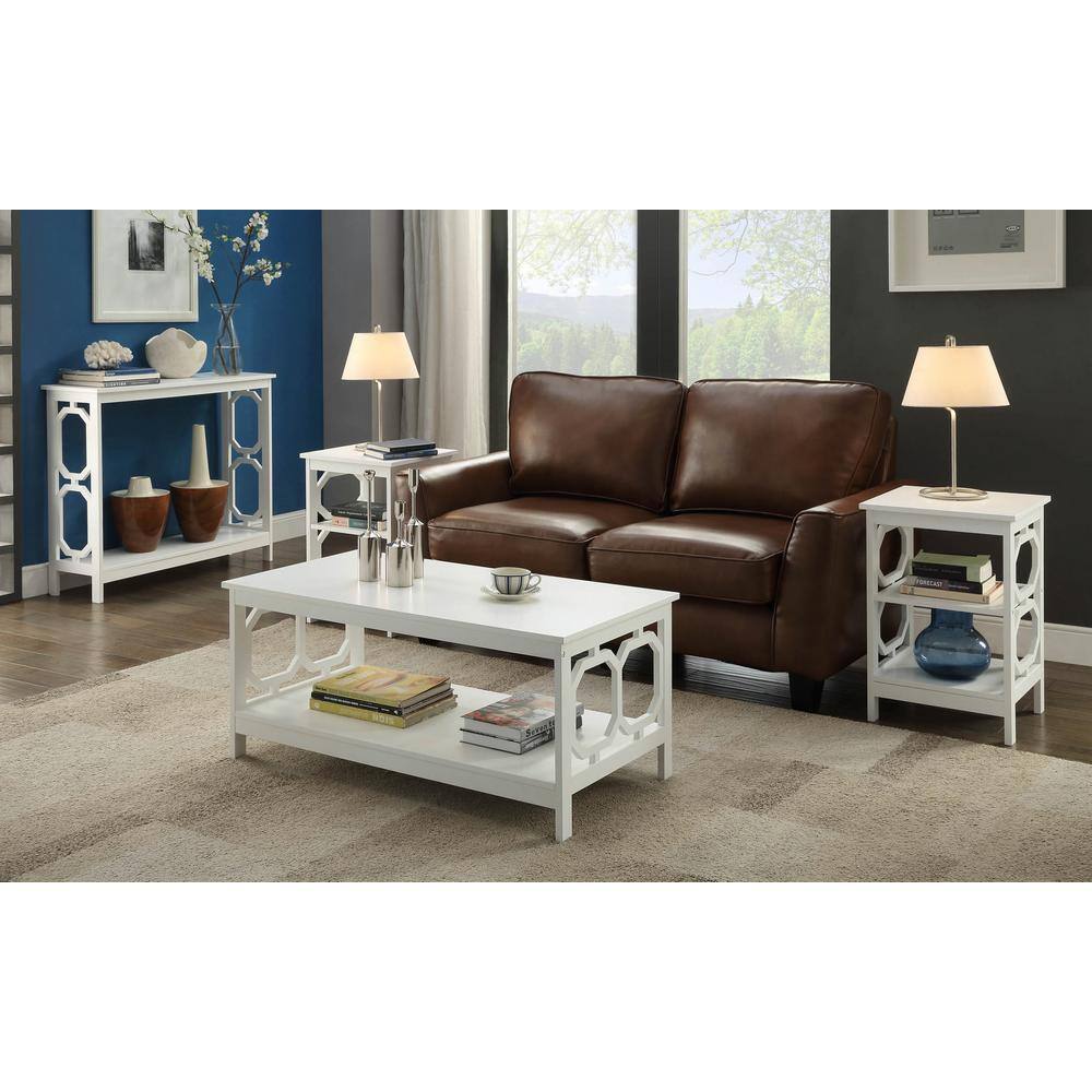 Omega 40'' Glossy White Rectangular Coffee Table with Shelf