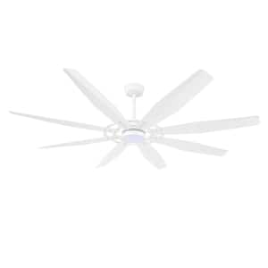 72 in. 8 Blades White Indoor LED Ceiling Fan with Remote control