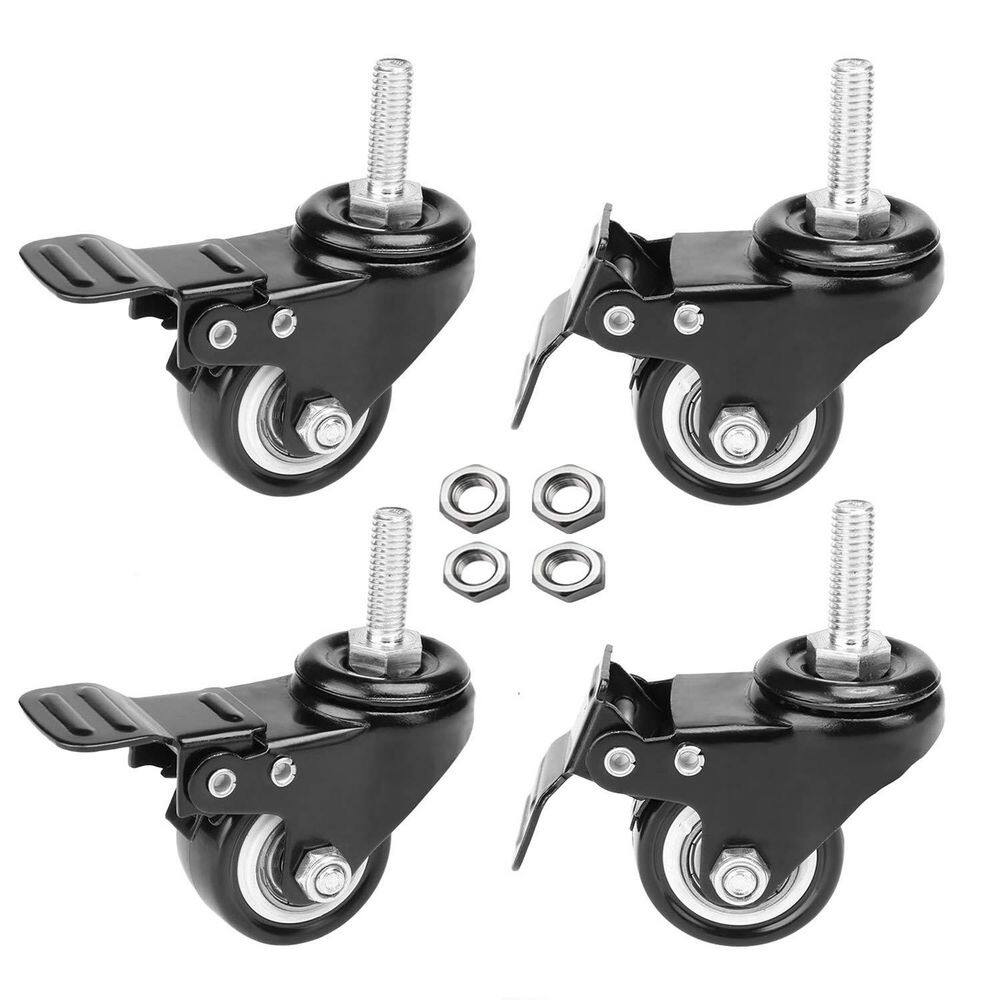 4-Pack Black 1.5 in. Swivel Casters with Double Ball Bearing Wheels, Polyurethane, Quiet, Lock, 110 lbs. Load Capacity price history on PriceWatchPro