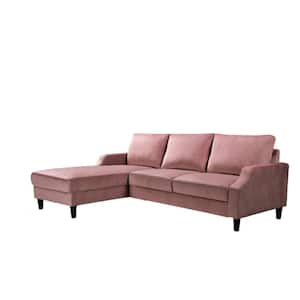 Sophia 2 Piece Rose Velvet 3 Seats Left Facing Sectional Sofa with Removable Cushions