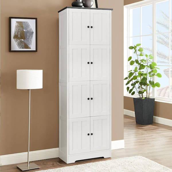 64in Tall Bathroom Storage Cabinet with 2 Open Compartments Large Floor  Cabinet