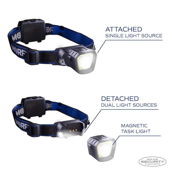 POLICE SECURITY 230 Lumens Battery Power Headlamp R230 Removable 3-in-1  Rugged Lighting System with Removable Waterproof Magnet Light 98575 The  Home Depot