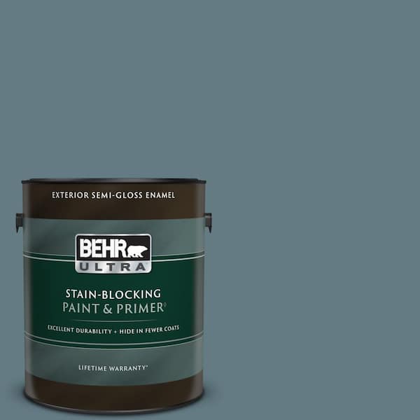 BEHR ULTRA 1 gal. #540F-5 Smokey Blue Semi-Gloss Enamel Exterior Paint & Primer