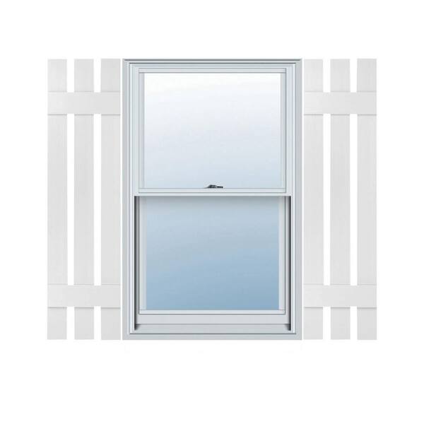 Builders Edge 12 in. W x 42 in. H TailorMade Three Board Spaced (2 Batten), Board-n-Batten Shutters - White