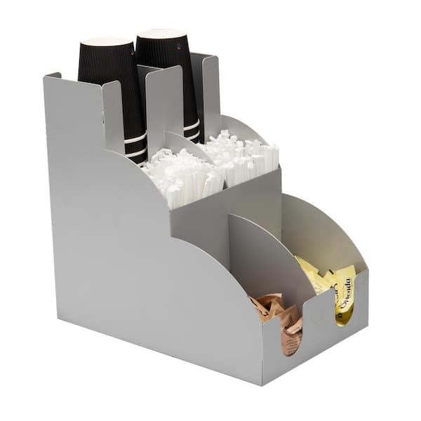 Mind Reader 6-Multi-Level Compartment Holder for Condiments in Silver