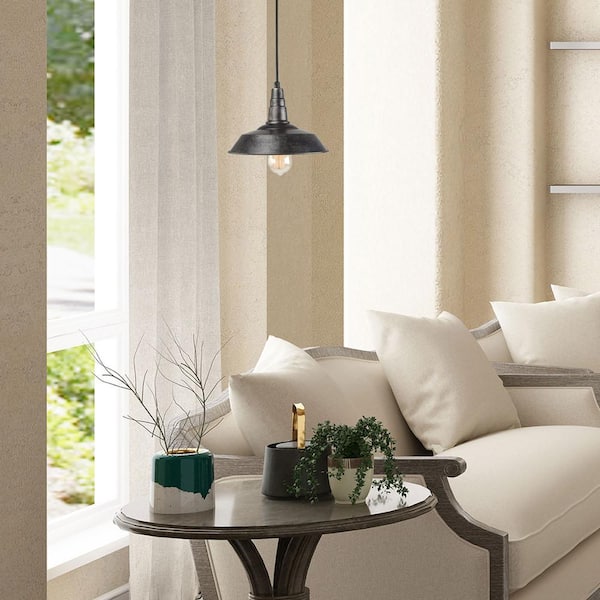 LNC Farmhouse 1-Light Rust Black Island Pendant Light with Bell