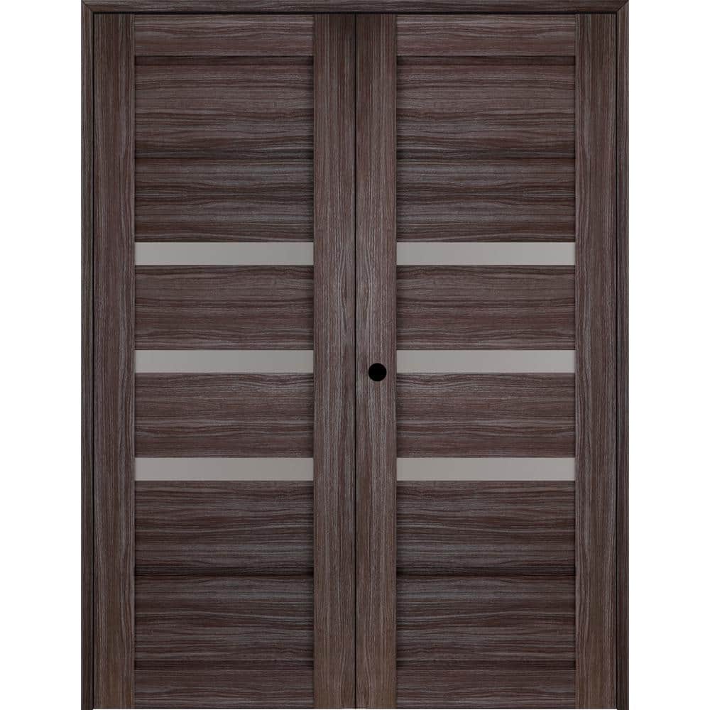 Rita 36 in.x 84 in. Right Hand Active 3-Lite Gray Oak Wood Composite Double Prehung Interior Door price history on PriceWatchPro