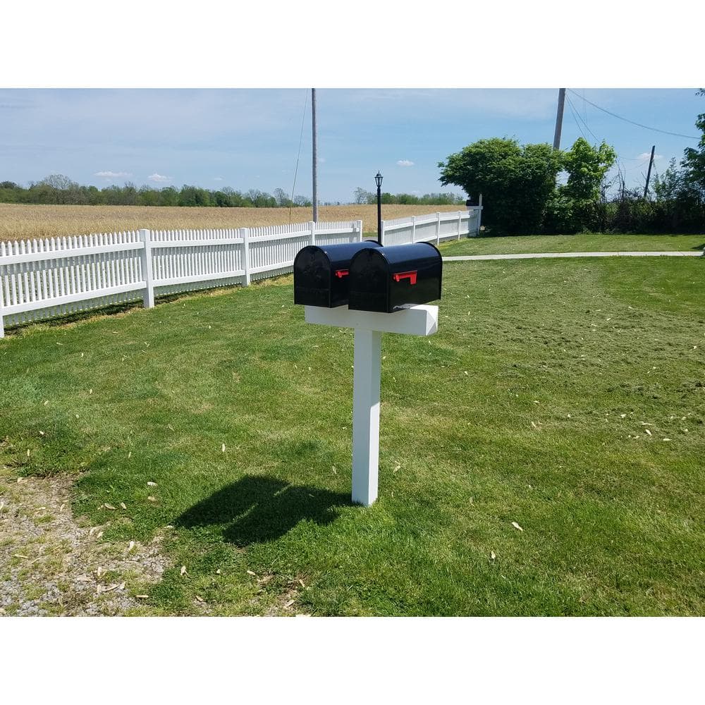 White Vinyl Mailbox Post Sleeve with Stainless Steel Hardware